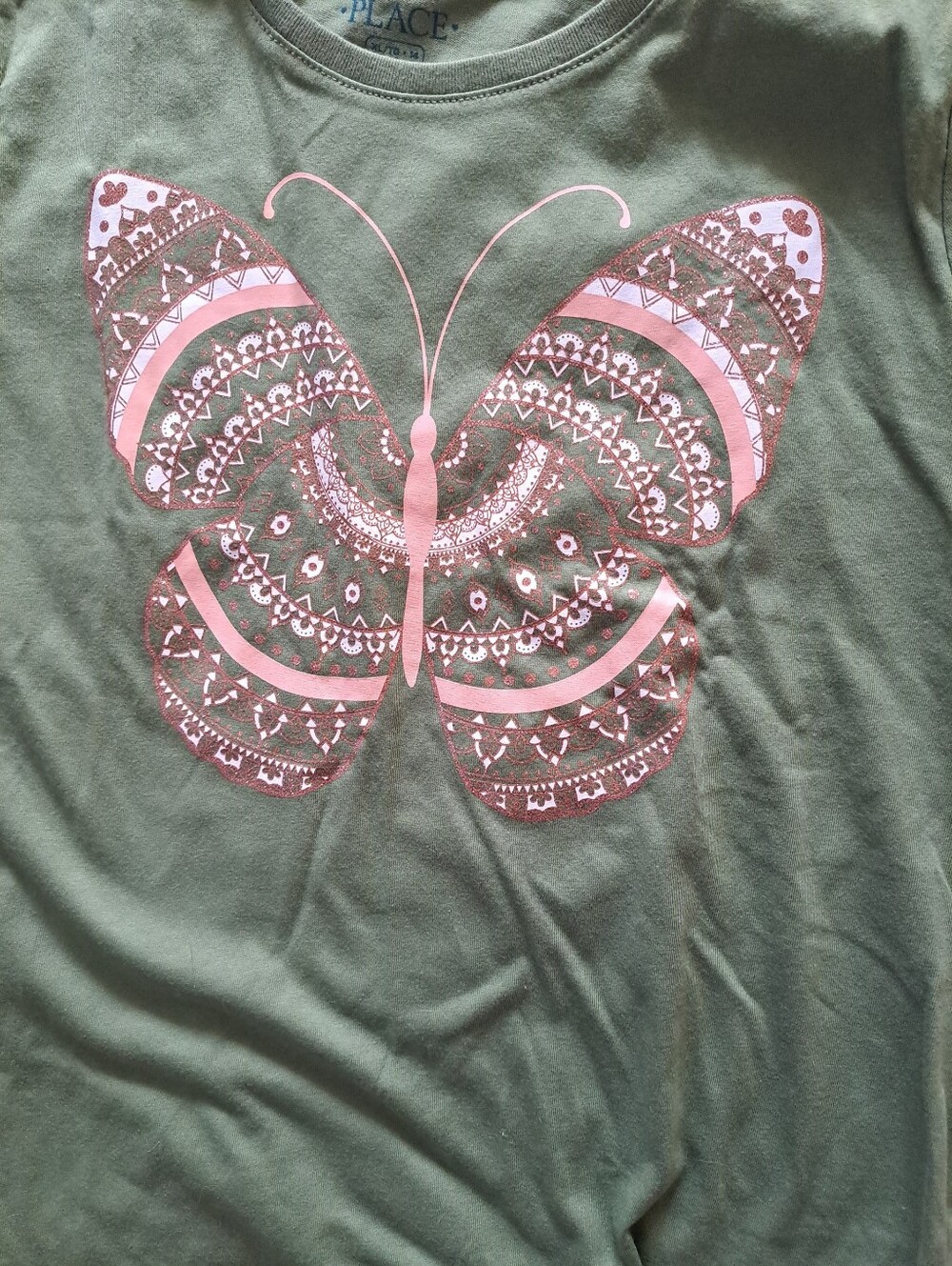 Girls Short Sleeve Tees - Light Blue & Olive Green - Picture 2 of 4